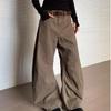 Women American Retro Knife Edge Denim Pants Y2K Spring Autumn Jeans Loose Casual Wide-leg Trousers