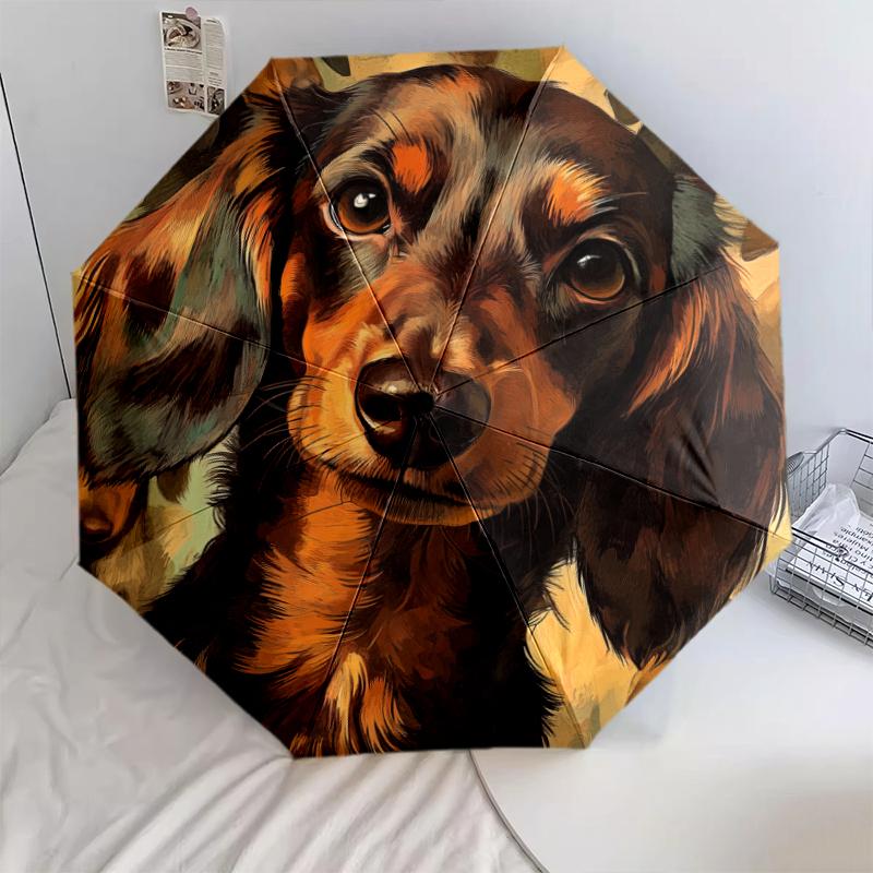 Узор с таксами, автоматический складной зонт, портативная и складная конструкция, 8 спиц, рождественский или день рождения подарок.