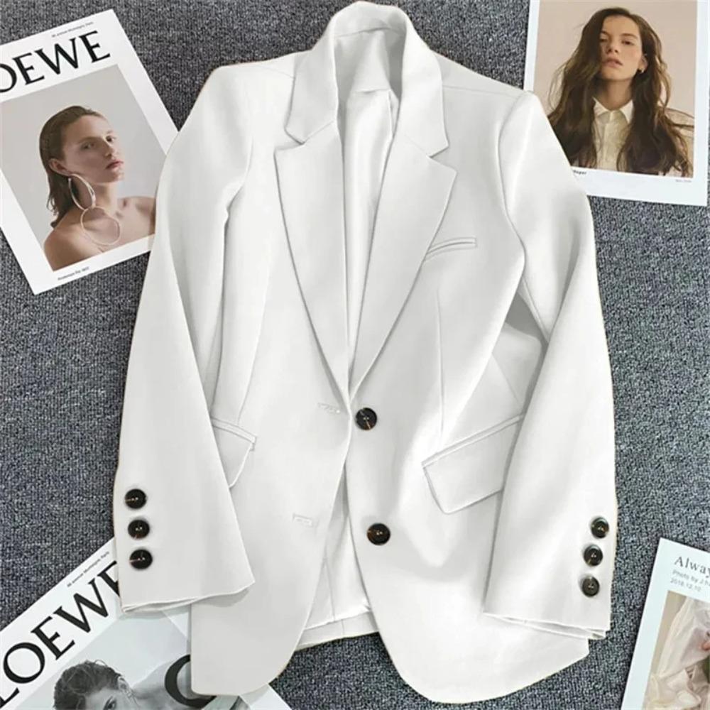 Женское пальто Корейская мода Повседневный Офисный блейзер Универсальный Однотонный С длинным рукавом Пиджак Женский Верхняя одежда