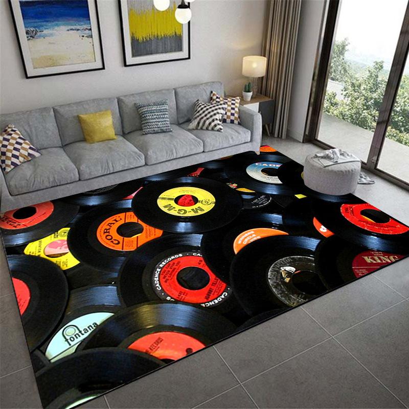 Vinyl Record Music DJ Screen Tape Rug Carpet for Living Room Bedroom Home Decor,Floor Mat Non-slip Decoration for Sofa Doormat
