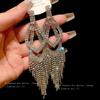 Silver needle metal long fringed earrings niche light luxury high-end earrings fashion versatile temperament earrings women