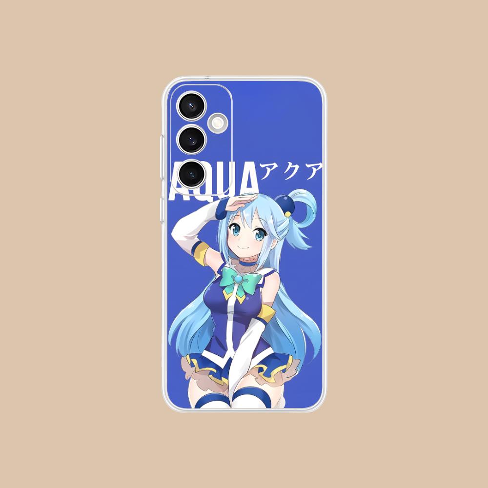 Чехол для мобильного телефона Konosuba Aqua для Samsung Galaxy S25 S24 S23 S22 S21Plus FE Ultra Прозрачный Цветной Защитный Смартфон Красивый