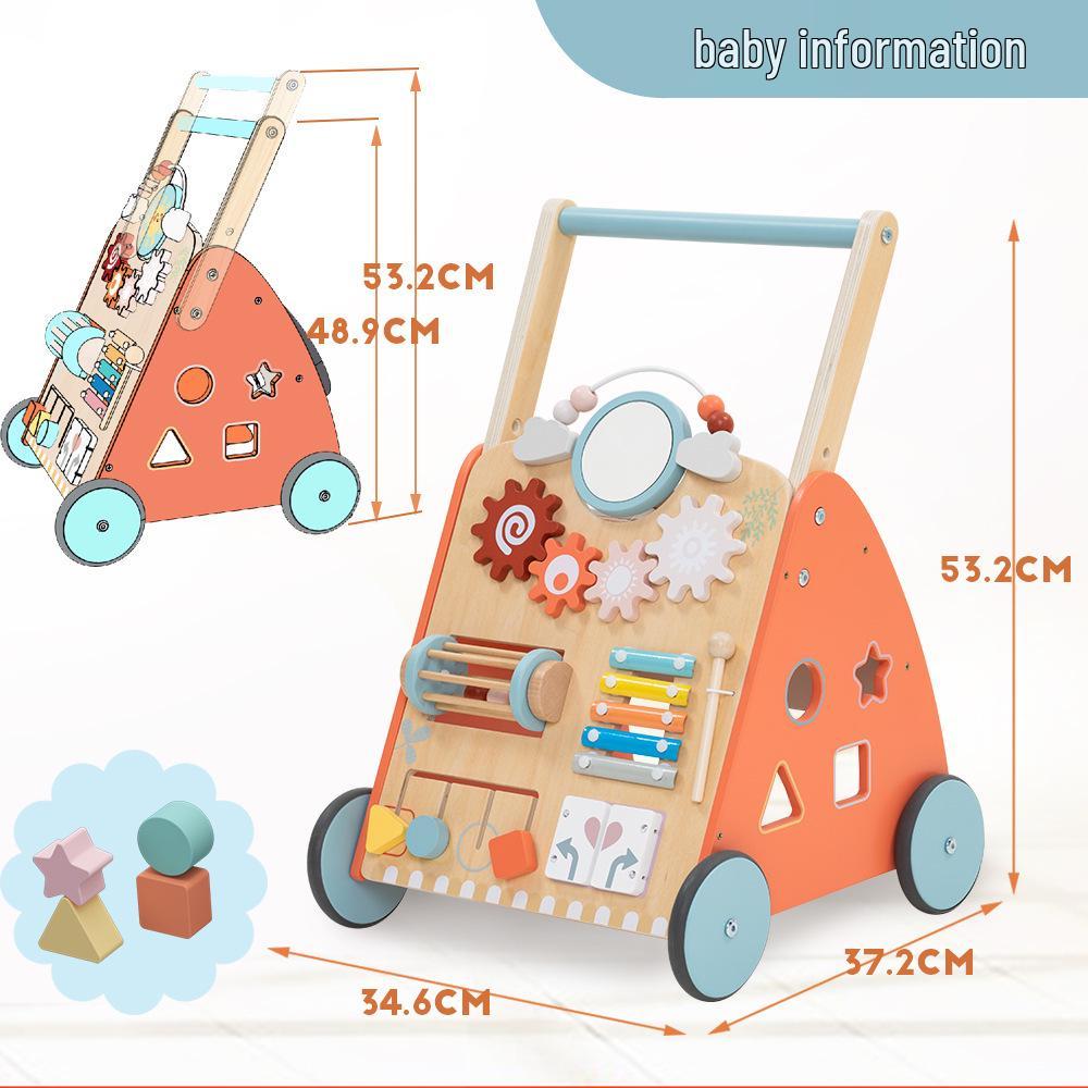 Multifunctional Wooden Baby Walker and Stroller
