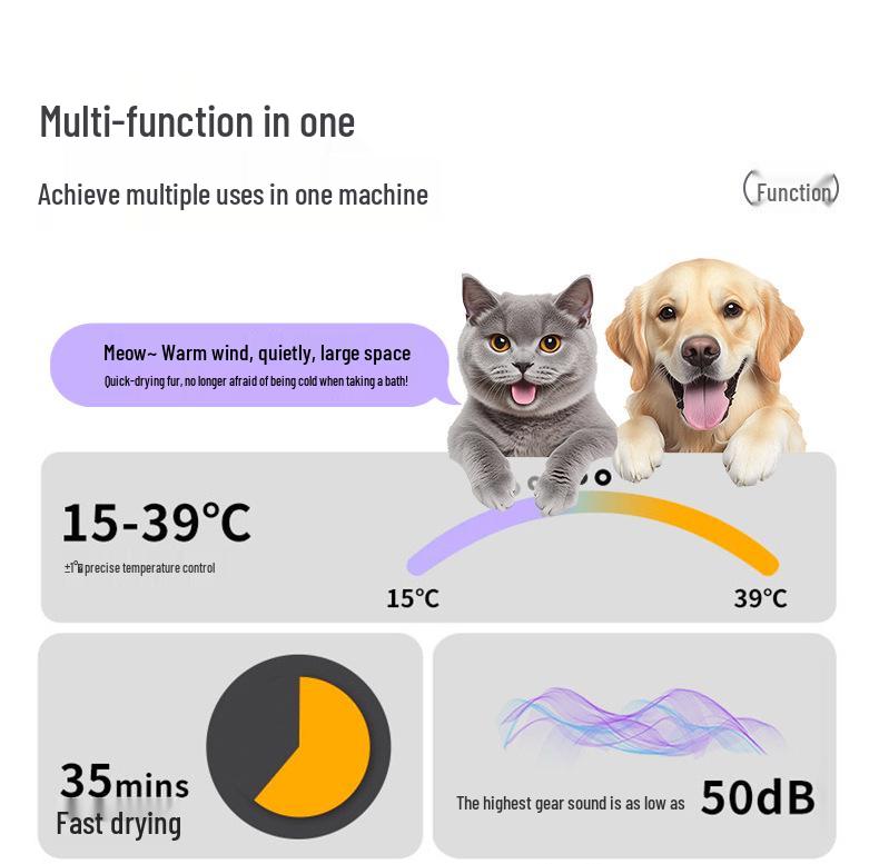 Умная тихая сушилка для домашних животных: Автоматическая сушильная камера для шерсти большой вместимости для собак и кошек