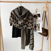 2025 High-End Women's Korean Style Versatile Shawl: Double-Sided, Warm, Imitation Cashmere Scarf with Old Flower Design for Autumn/Winter.