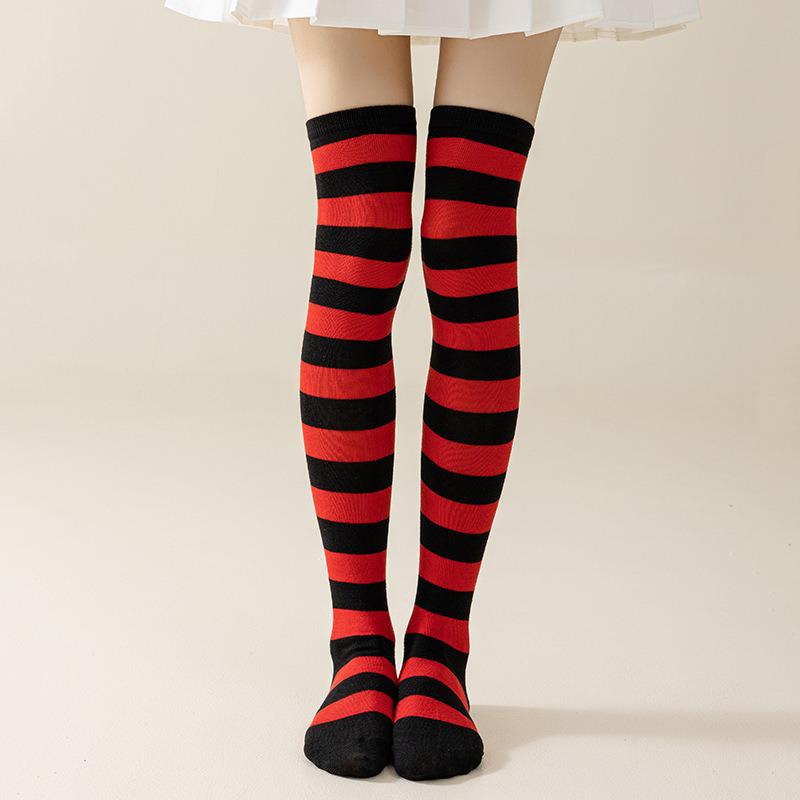 Striped Blue & White Over-the-Knee Cosplay Socks for Women - Anime Thigh Highs