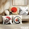 Chinese Ink Painting Style Cushion Cover Soft Short Plush Pillow Cover Smooth Cozy Texture Aesthetic Cushion Case Home Decor