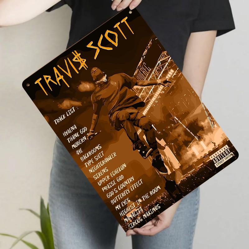 Travis Scott Custom Metal Tin Sign Music Album Tracklist Art Decor for Bedroom Living Room Wall Decoration