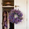 Plastic Artificial Lavender Wreath Simulated Plant Lifelike Door Hanging Wreath Faux Flowers Handmade Front Gate Wreath