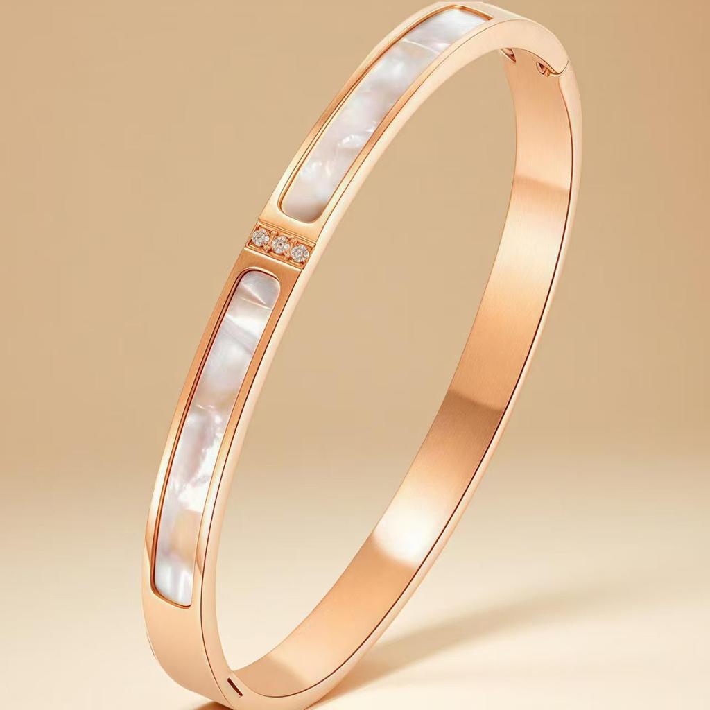 Elegant Roman Numeral Intertwined Titanium Steel Bracelet for Women - Diamond Inlaid, Double Layer, Colorfast Jewelry