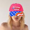 Бейсбольная кепка Трампа с вышитыми буквами и длинными полями, солнцезащитный козырек для президентских выборов 2024 года, принт американского флага, ретро-кепка для митингов и вечеринок унисекс