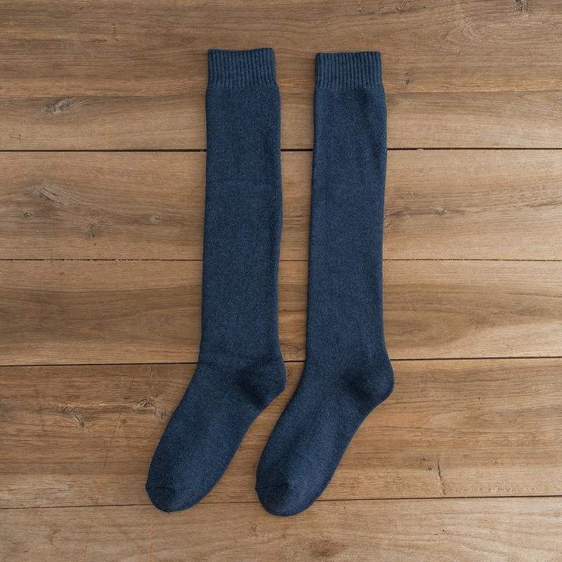 Мужские толстые чулки до бедра, зимние гольфы, хлопковые носки для осени и зимы, теплые флисовые высокие носки, мужские петлевые длинные носки