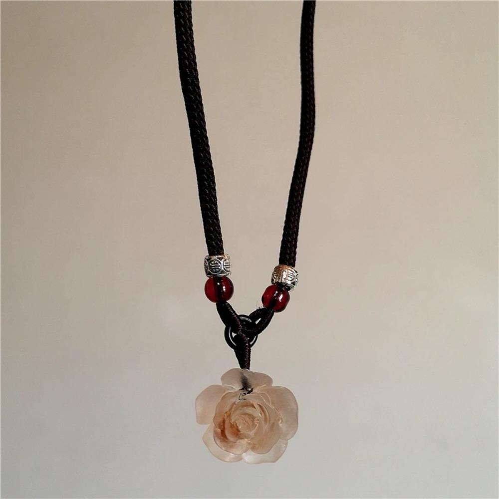 Handmade Craft Resin Flower Necklace Bead Chain Necklace Fashion Bohemia Necklace Women