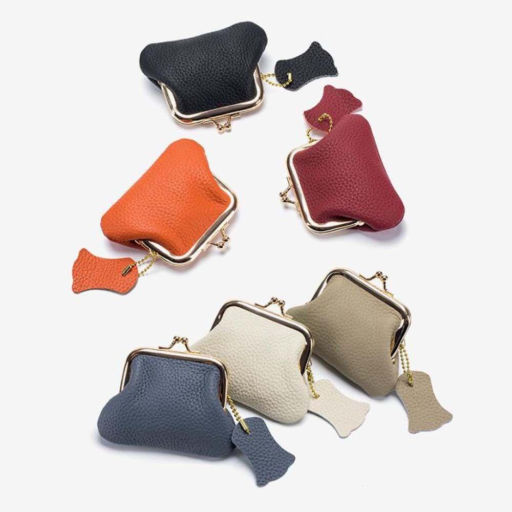 Cow Leather Mini Coin Purse Jewelry Bag Small Item Bag Elegant Kiss Lock Leather Wallet Women