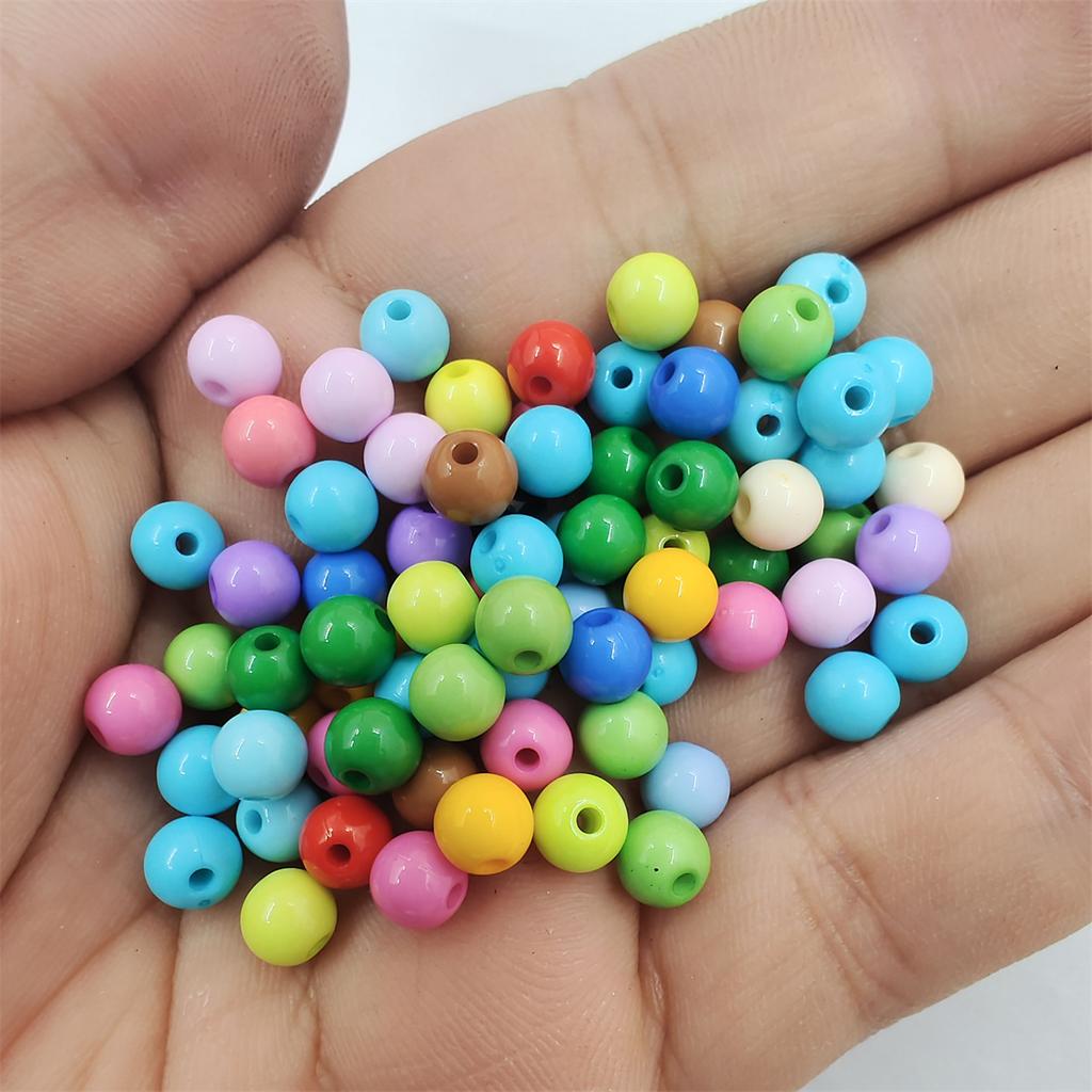 Acrylic Pine Beads 200Pcs 6 Mm Multi-color Round Beads Handmade Jewelry Making Materials Jewelry Accessories DIY Bracelet Necklace