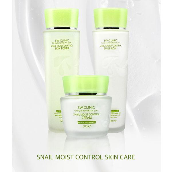 3w Clinic Набор из 3 средств по уходу за кожей Snail Moist Control (Тонер+Эмульсия+Крем)