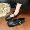 Ретро туфли Мэри Джейн с квадратным носком и неглубоким вырезом, женские осенние туфли на плоской подошве с ремешком-пряжкой, студенческие