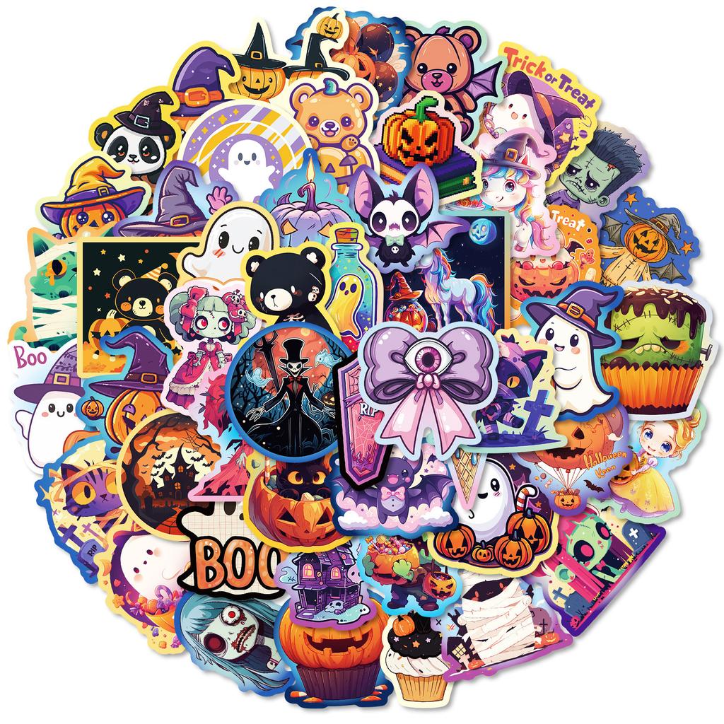 50-Pack Halloween Stickers - Vinyl Decals For Party Decor, Crafts & Scrapbooking