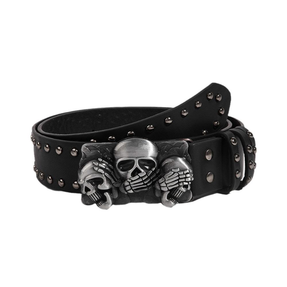 Casual Rivet Belts Versatile Snap on Waist Belt Fashion Skull Belt  Unisex