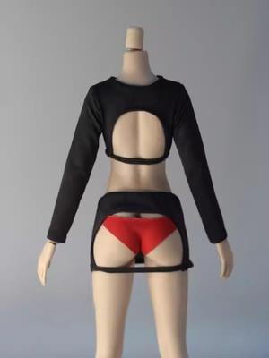 Масштабная фигурка, совместимая с телом TBLeague, DMTOYS, красивая женщина, сексуальная, с открытой грудью, с длинным рукавом, футболка с открытым животом и мини-юбка, бюстгальтер и трусы