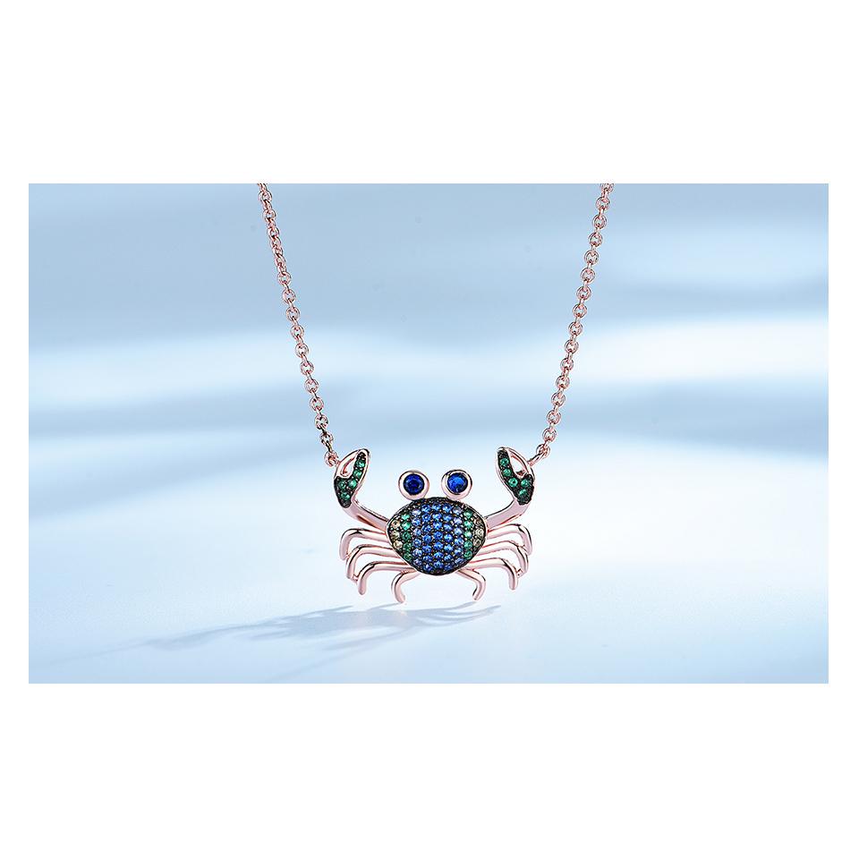 Umcho 925 Серебряное Красочное Крабовое Ожерелье-Цепочка Настоящее Ожерелье из Стерлингового Серебра 925 пробы для женщин, подарок на вечеринку, ювелирные изделия для летних каникул