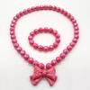 1 Set Princess Gift Necklace Bracelet Set Adorable Bow Candy Color Eco-friendly Bow Necklace for Girls