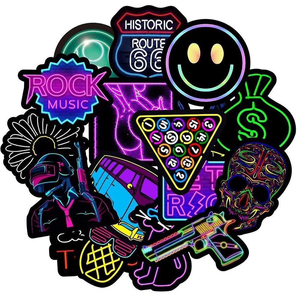 Neon Stickers Decal, Waterproof Vinyl Stickers Pack for Water Bottle, Hydro Flask, Laptop, Skateboard, Luggage, Phone, Gift Stickers for Teens Adults,