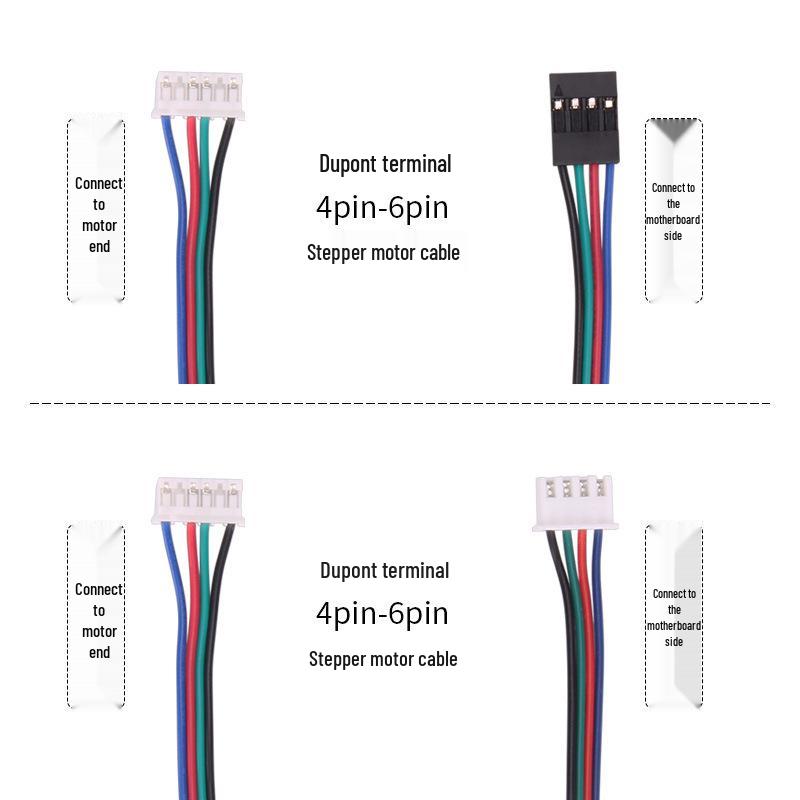 Qipang 3D Printer Stepper Motor Cable, 6-pin to 4-pin Female Connector with XH2.54 Terminals