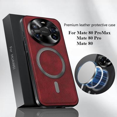 Для Huawei Mate 80 Pro Max Magsafe Чехол из ПУ кожи для беспроводной зарядки Для Mate 80Pro Max Магнитный Ударопрочный Чехол-бампер для телефона
