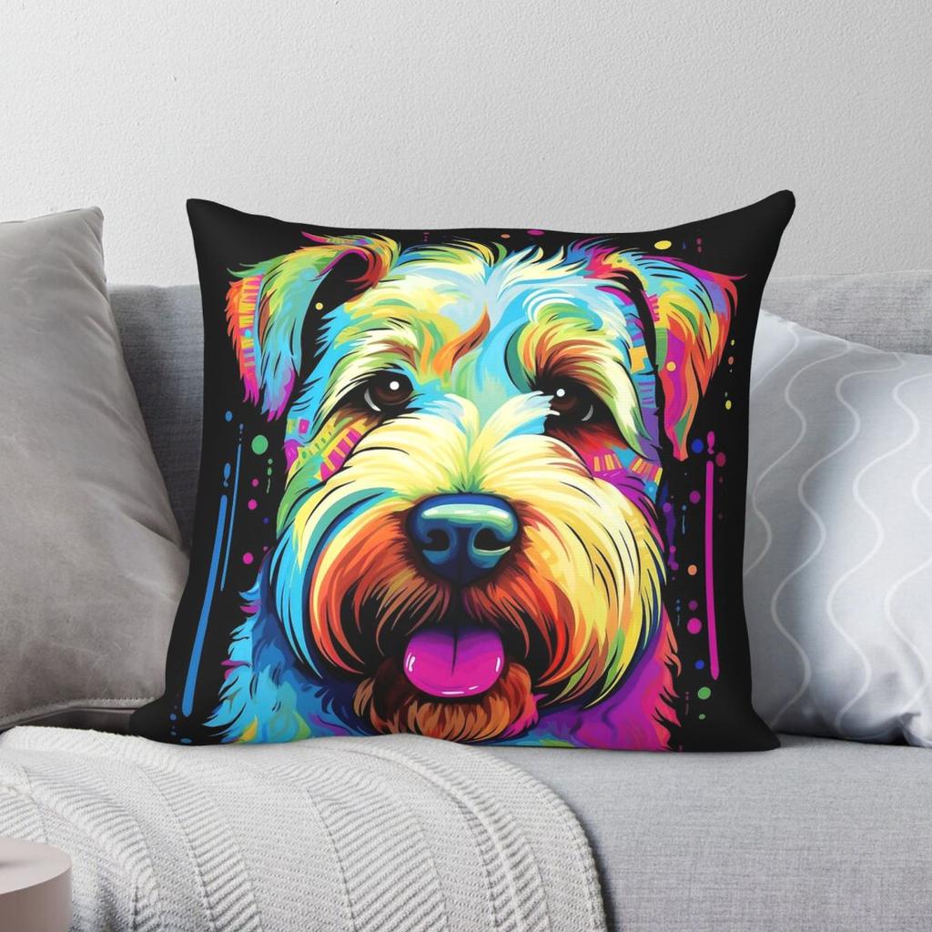 Irish Softcoated Wheaten Terrier Square Pillowcase Polyester Linen Velvet Creative Decorative Pillow Case Home Cushion Cover