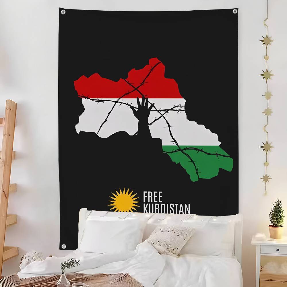 Флаг Курдистана Карта Флаг Комната Спальня Дом Настенное Украшение для улицы Концерт Печатный Фон Декорация Художественное Знамя