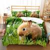 Милый кролик пододеяльник комплект животных полиэстер одеяло покрывало размер King Queen для детей мальчиков девочек комплект постельного белья с наволочкой