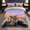Sunset Tiger Pattern 3D Printed Duvet Cover Soft Comfortable Polyester Bedding Set Animal Theme Home Quilt Cover Set Pillowcase