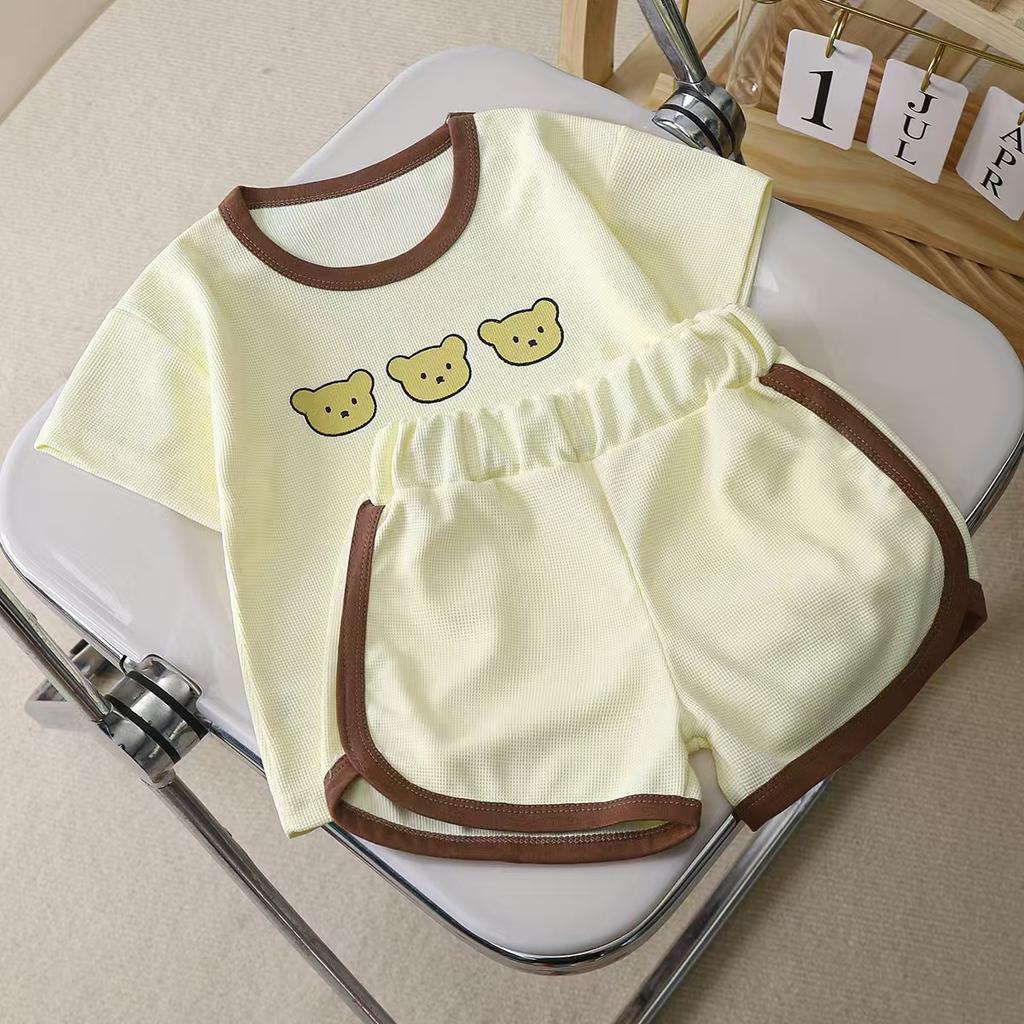 Summer Short Sleeved Top and Shorts Set Children's Short Sleeved Rounded Pants Set Short Set Cartoon Two-piece Set