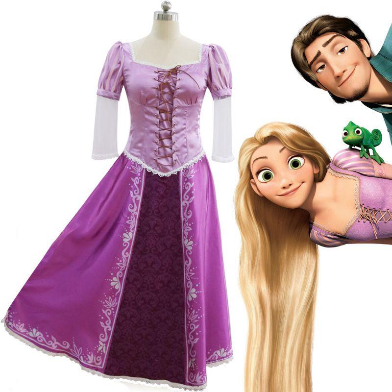 Elegant Adult Fairytale Princess Tangled Rapunzel Cosplay Costume For Halloween Parties