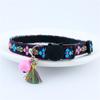 Classic Adjustable Cat Collar, Jacquard Embroidered Plaid Cat Collar with Bells and Floral Pendant Prevent Loss Fits Pet Cats & Puppies