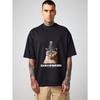 Crewneck T Shirt White Cat Wearing Party Hat with Russian Text Casual Everyday Wear