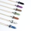 29 Style 42cm Natural Crystal Stone Necklace Hexagon Pillar Gold Stainless Steel Chain Pendant For Diy Jewelry Men And Women