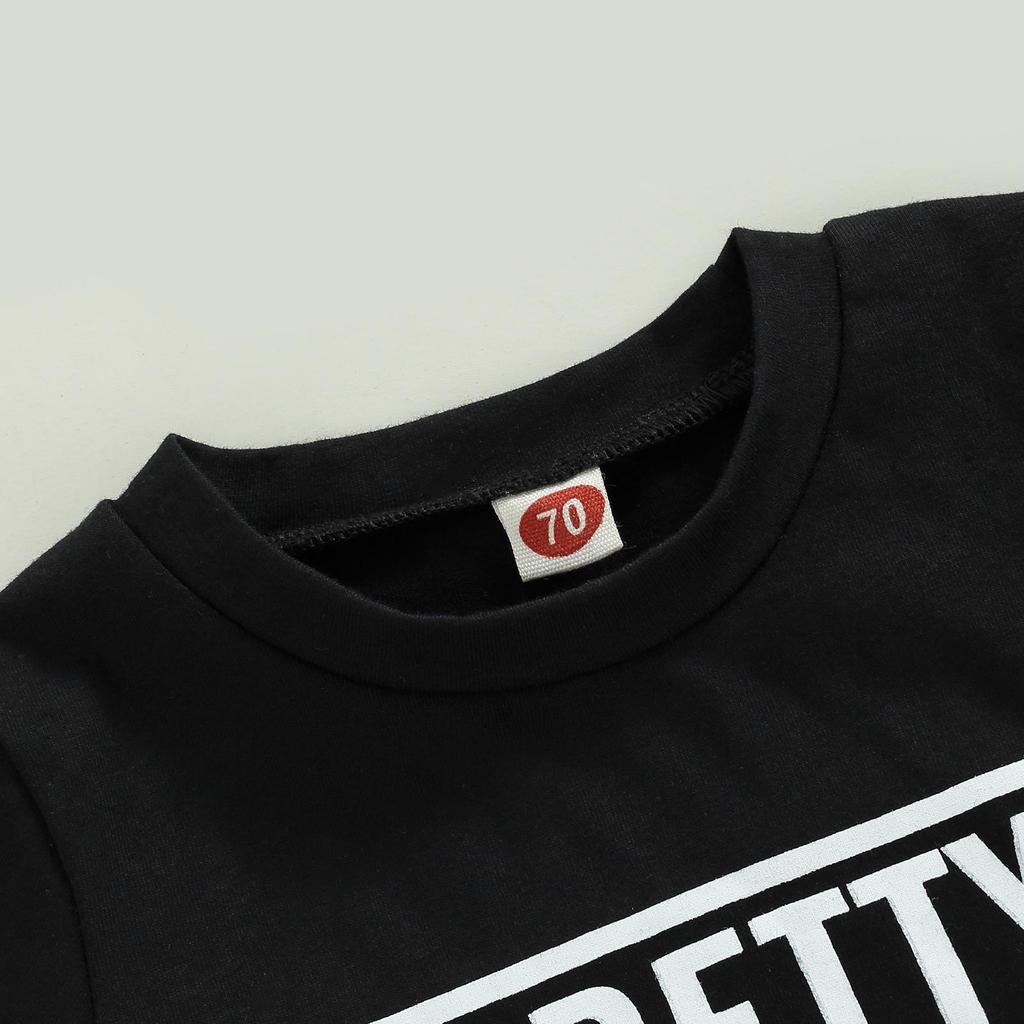 Infant Baby Boys Summer Clothes Sets Outfits Letter Print Short Sleeve T-Shirt and Stretch Casual Rolled Shorts Set