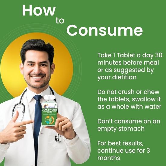 DR. MOREPEN Gokshura Tablets | 1000 mg Tribulus Terrestris | Overall Wellbeing for Men & Women - (60 Veg Capsules)
