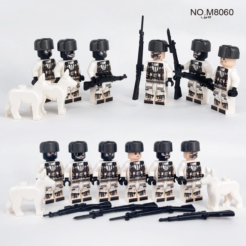 6 шт. M8060 Снежный Призрак, спецназ, военная модель солдата, строительный блок, кукла, игрушечное оружие, набор полицейской собаки