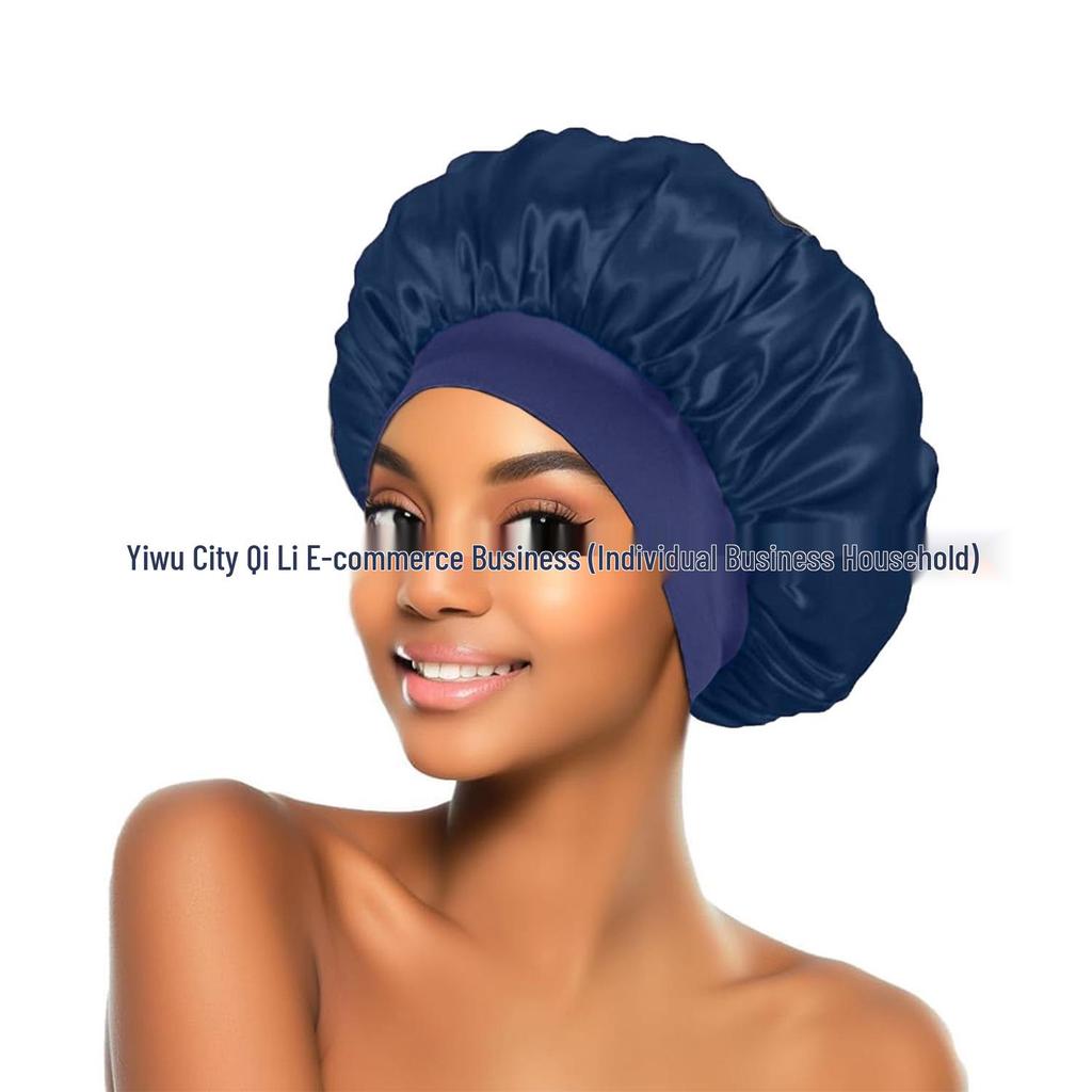 Women's Satin Wide-Brim Nightcap for Hair Care & Styling