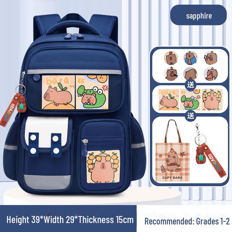Рюкзак большой вместимости с капибарой для 1-6 классов - Милый и грязеотталкивающий дизайн для мальчиков и девочек