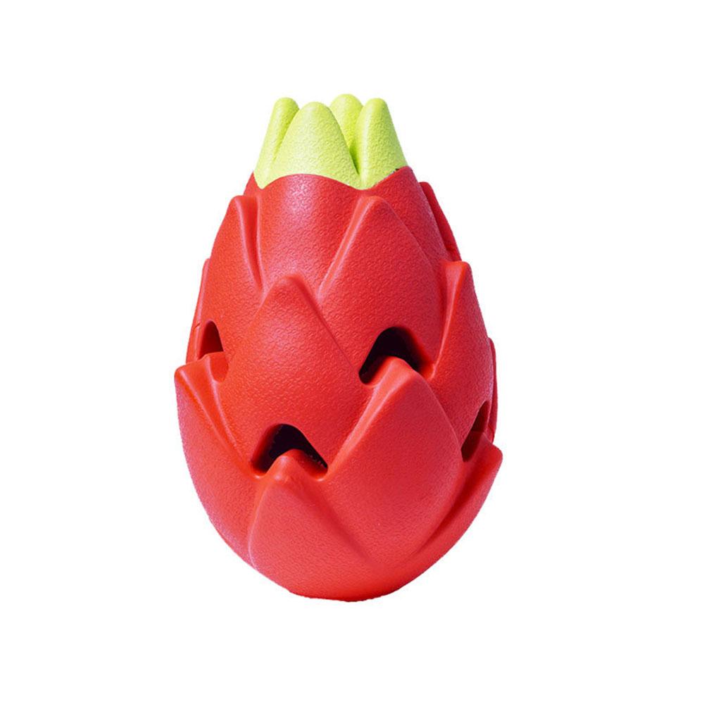 Pitaya Dog Puzzle Toy Treat Hiding Molar Chew Interactive Self Playing Pet Toy For Boredom Relief Durable Rubber Bone Shape Puppy Training Supplies