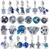 Стерлингового Серебра 925 пробы, синий цвет, подвески из бисера, самолет, пальма, глаза дьявола, висячие, подходят для браслета, ожерелья, ювелирные изделия своими руками