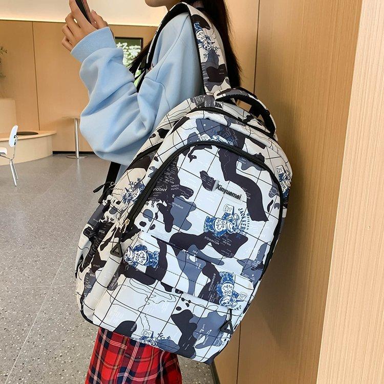 Schoolbag New Casual Fashion Trend Large Capacity Versatile Graffiti School Bag Junior High School Student High School Student College Student