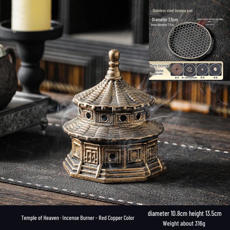 Zen Pagoda Black Pottery Ceramic Coil Incense Burner - Aromatherapy Holder for Home and Office
