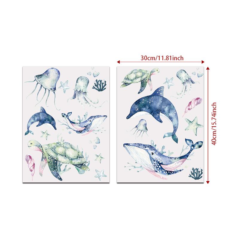 Набор наклеек на стену из 2 шт. 30*40 см для спальни, гостиной, китов и дельфинов
