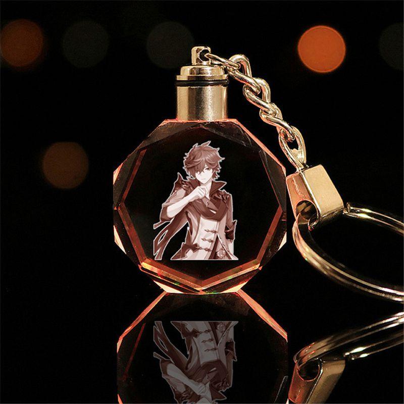 Элегантный кристальный брелок Genshin Impact с потрясающей светодиодной разноцветной подсветкой для всех случаев жизни