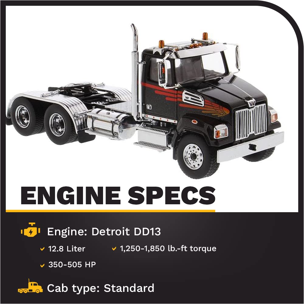 DIECAST MASTERS Тягач Western Star 4700 SF с тандемной осью и кабиной цвета металлик черный